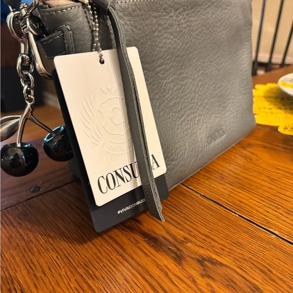 Consuela Keanu Your Way Bag Gray Pebbled Leather with Cherry Charm - Picture 3 of 7